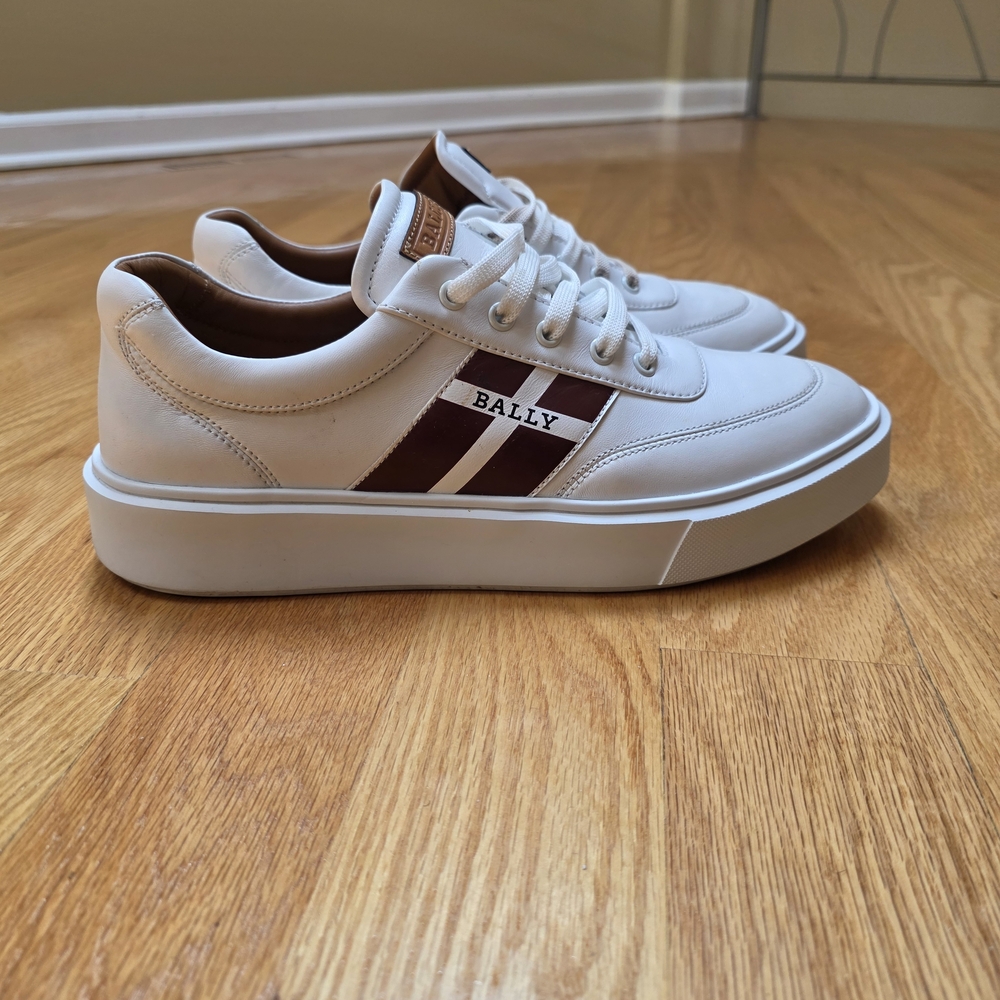 Bally Men's White and Brown Sneakers